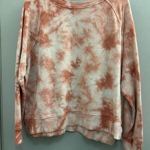 Tie-Dye Sweatshirt in Coral and White